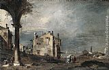 Guardi Paintings - Capriccio with Venetian Motifs by Francesco Guardi